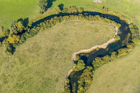 Aerial view, river Lippe, Lippe floodplains, nature reserve, Lippborg, Lippetal, district Soest,