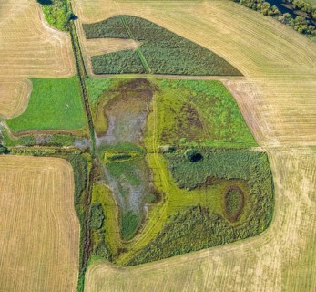 Aerial photograph, Disselmersch observation hut in the Lippe floodplains, Büninghausener Straße,