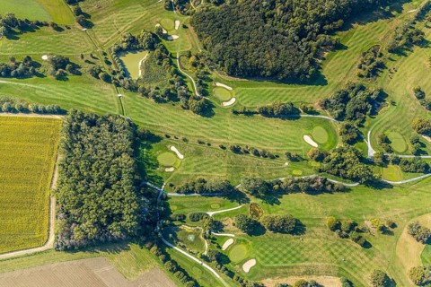 Aerial view, golf course, Golfclub Stahlberg im Lippetal e.V., Ebbeckeweg, Lippborg, Lippetal,