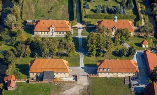 Aerial view, building Schlossstraße, Schlossgarten Hovestadt, Lippetal, Kreis Soest, North