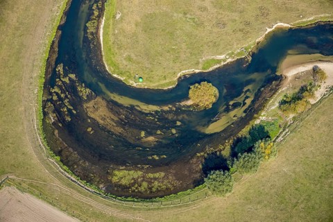 Aerial view, river Lippe, Lippe meadows, nature reserve, Lippborg, Lippetal, district Soest, North