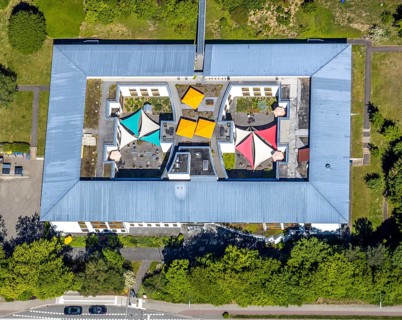 Aerial view, Caritas retirement home and nursing home St. Franziskus-Haus, Trockenbrück,