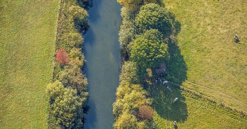Aerial photograph, Lippe floodplains, River Lippe, Herzfeld, Lippetal, Soest district, North