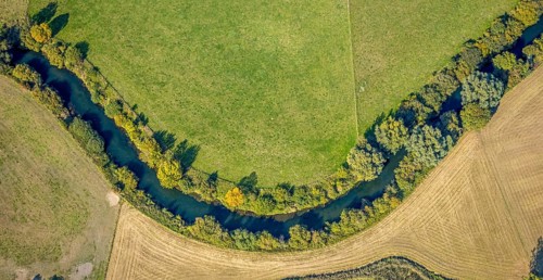 Aerial photograph, Lippe floodplains, River Lippe, Niederbauer, Lippetal, Soest district, North
