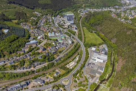 Aerial view, local view Altenhundem, St. Josefs-Hospital Lennestadt, Lennestadt, Sauerland, North