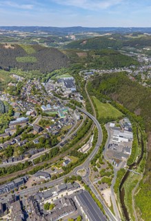 Aerial view, local view Altenhundem, St. Josefs-Hospital Lennestadt, Lennestadt, Sauerland, North