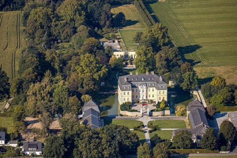 Aerial view, Schloss Schwarzenraben, Bökenförde, Lippstadt, Kreis Soest, North Rhine-Westphalia,
