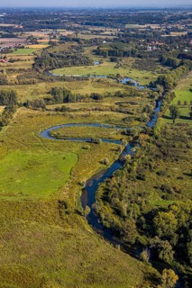 Aerial view, nature reserve Lippe floodplain, river Lippe loop, Liesborn, Wadersloh, district