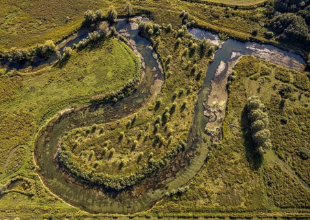 Aerial view, nature reserve Lippe floodplain, river Lippe loop, Liesborn, Wadersloh, district