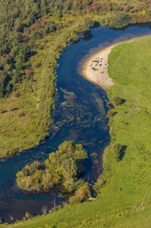Aerial view, nature reserve Lippeaue, river Lippe, Benninghausen, Lippstadt, district Soest, North