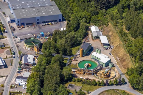 Aerial view, waterworks, Meggen, Lennestadt, Sauerland, North Rhine-Westphalia, Germany, DE,