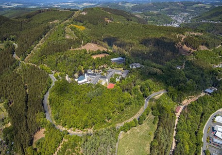 Aerial view, Private Gymnasium Maria Königin, Jugendhof Pallotti Lennestadt, Mission House,