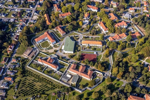 Aerial view, LWL Centre for Forensic Psychiatry Lippstadt, Eickelborn, Lippstadt, Soest district,
