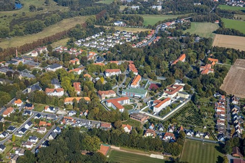 Aerial view, LWL Centre for Forensic Psychiatry Lippstadt, Eickelborn, Lippstadt, Soest district,