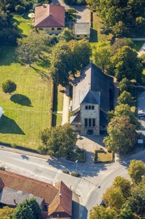 Aerial view, St. Albertus Magnus Catholic Church, Hovestadt, Lippetal, Soest district, North