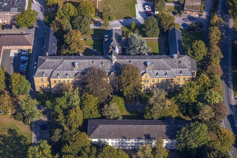Aerial view, LWL Centre for Forensic Psychiatry Lippstadt, House 36, House 37, Eickelborn,