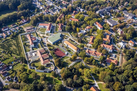 Aerial view, LWL Centre for Forensic Psychiatry Lippstadt, Eickelborn, Lippstadt, Soest district,