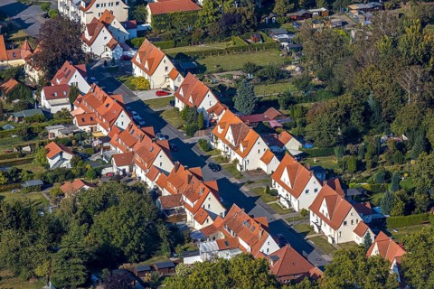 Aerial view, Ebertstraße housing estate, Lippstadt, Soest district, North Rhine-Westphalia,