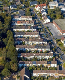Aerial view, terraced housing estate Mercklinghausstraße, Lippstadt, Kreis Soest, North