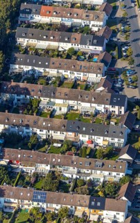 Aerial view, terraced housing estate Mercklinghausstraße, Lippstadt, Kreis Soest, North