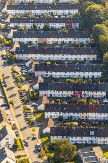 Aerial view, terraced housing estate Mercklinghausstraße, Lippstadt, Kreis Soest, North