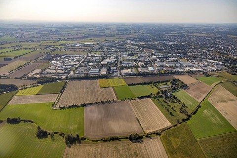 Aerial view, commercial area Am Wasserturm, Bökenförder Straße, Lippstadt, district of Soest, North