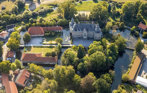 Aerial view, Gymnasium Schloss Overhagen, Overhagen, Lippstadt, Kreis Soest, North