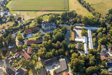 Aerial view, Gymnasium Schloss Overhagen, Overhagen, Lippstadt, Kreis Soest, North