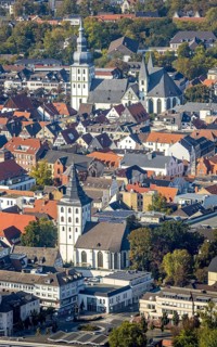 Aerial view, Old Town, evang. Große Marienkirche, Rathausstraße, Jakobikirche, Lange Straße,