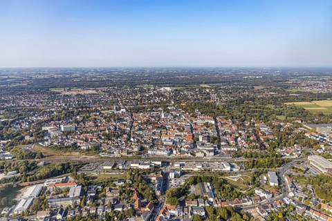 Aerial view, aerial view Lippstadt south, main station, Konrad-Adenauer-Ring, Lippstadt, district