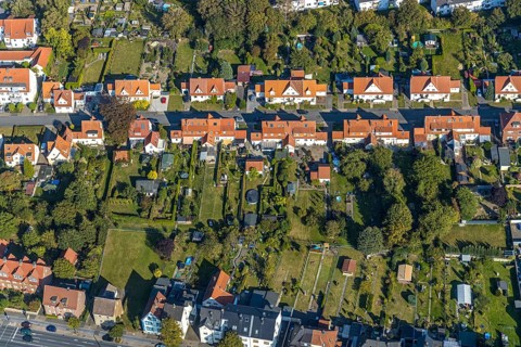 Aerial view, Ebertstraße housing estate, Lippstadt, Soest district, North Rhine-Westphalia,