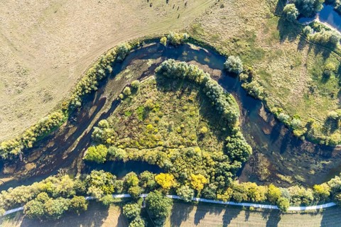 Aerial view, river Lippe, Lippeauen-West, Hagedornsweg, Lippstadt, district Soest, North