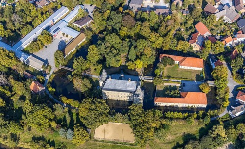 Aerial view, Gymnasium Schloss Overhagen, Overhagen, Lippstadt, Kreis Soest, North