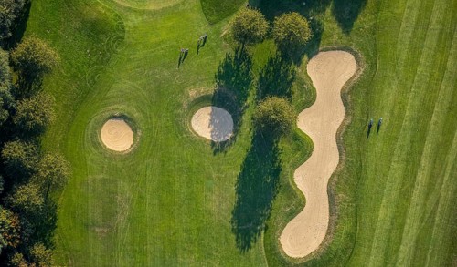 Aerial view, golf course, GolfClub Lippstadt, Lippstadt, Kreis Soest, North Rhine-Westphalia,