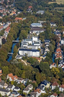 Aerial photo, Europaschule Ostendorf-Gymnasium, Stadttheater Lippstadt, Nikolaischule, Fluss Lippe,