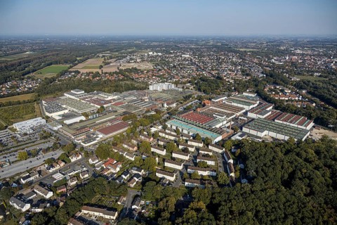 Aerial view, Beckumer Straße industrial estate, thyssenkrupp rothe erde Germany, Hella GmbH,