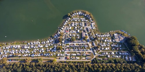 Aerial view, Camping Margaretensee, Lippstadt, Kreis Soest, North Rhine-Westphalia, Germany,