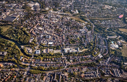 Aerial view, Old Town overview, Evangelical Great St Mary's Church, Rathausstraße, Jakobikirche,