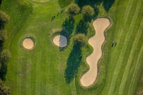 Aerial view, golf course, GolfClub Lippstadt, Lippstadt, Kreis Soest, North Rhine-Westphalia,