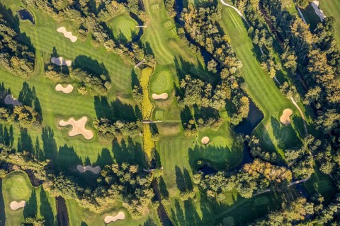 Aerial view, golf course, GolfClub Lippstadt, Lippstadt, Kreis Soest, North Rhine-Westphalia,