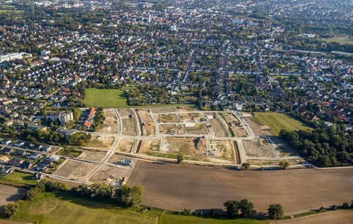 Aerial view, construction site, construction area Auf dem Rode, Kernstadt Nord, Lippstadt, Kreis