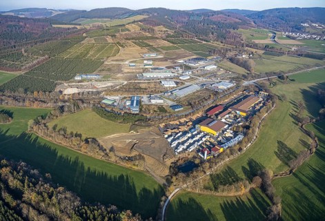 Aerial view, industrial park Hochsauerland, federal road B511, Bad Fredeburg, Wormbach,