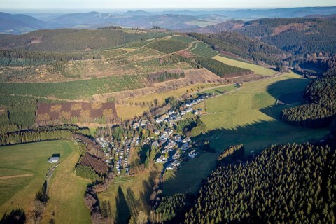 Aerial view, local view and forest area Osterwald, Schmallenberg, Sauerland, North