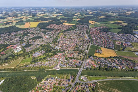 Aerial view, aerial view Senden, Dortmund-Ems-Canal, Senden, Münsterland, North Rhine-Westphalia,