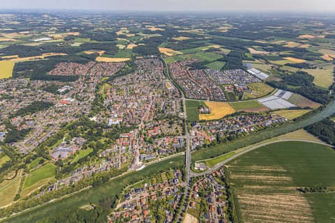 Aerial view, aerial view Senden, Dortmund-Ems-Canal, Senden, Münsterland, North Rhine-Westphalia,
