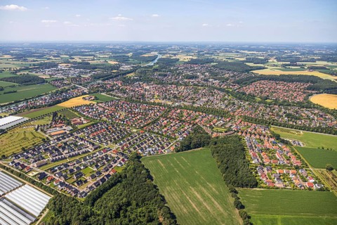Aerial photograph, view of Senden, Dortmund-Ems Canal, Senden, Münsterland, North Rhine-Westphalia,