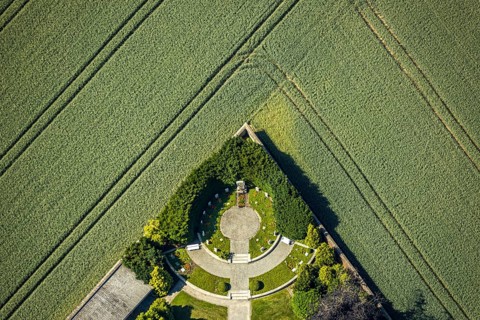 Aerial view, monastery garden, St. Clare Capuchin Monastery, Senden, Münsterland, North