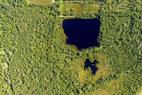 Aerial view, nature reserve Venner Moor, Dortmund-Ems-Canal, lake, Senden, Münsterland, North