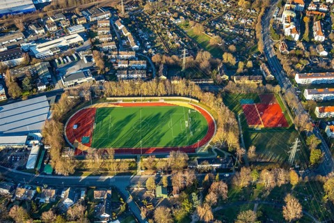 Aerial view, sports field of the Spielvereinigung Linderhausen, Jesinghauser Straße, Schwelm, Ruhr