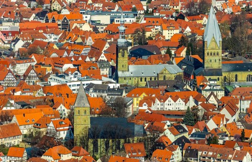 Aerial view, city centre view, old town, St. Petri Alde Kerke, St. Patrokli-Dom, Sankt Pauli